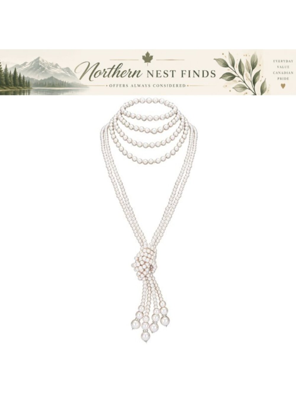 Faux Pearl Strand Necklace Set Flapper Gatsby Costume Jewelry